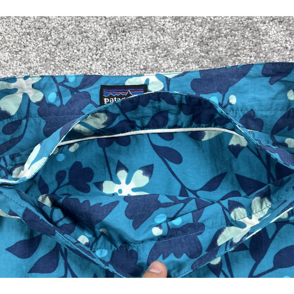 Patagonia Button Out Boardie Swim Skirt Womens 6 Nylon Floral Snap Blue - Picture 5 of 10